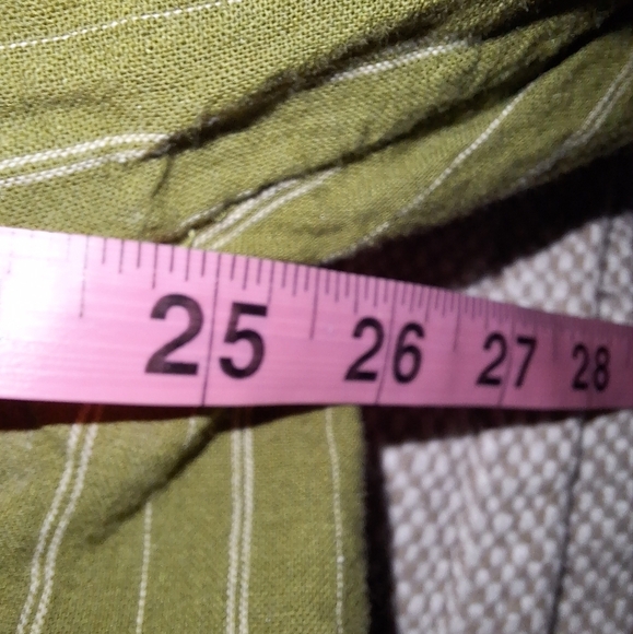 Free People Linen Blend Olive Green Striped V-Neck Shirt In A Womens Size XS. - Picture 5 of 8